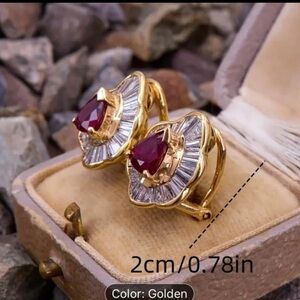 Elegant Gold and Red Teardrop Earrings